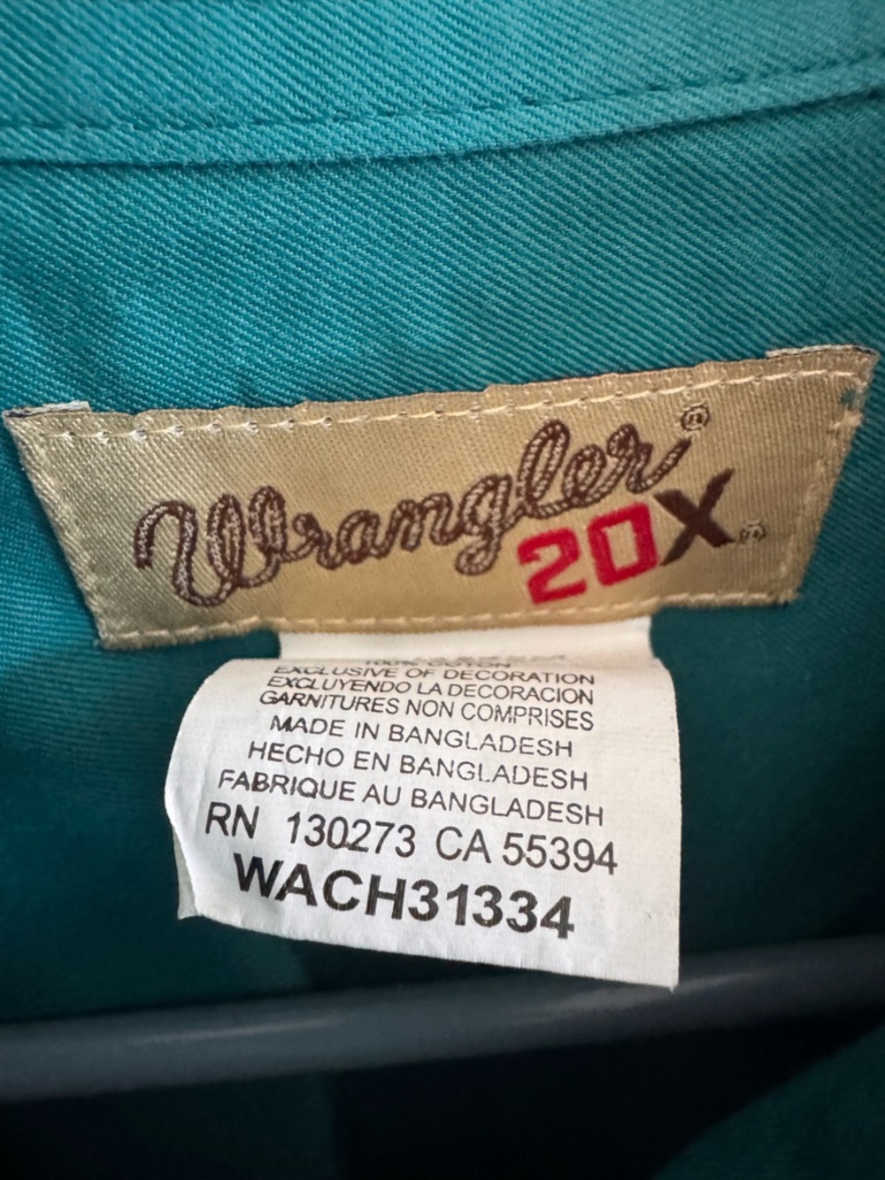 Wrangler 20X Competition Teal Long-Sleeve Button-Down Shirt Men’s XL - Picture 2 of 6